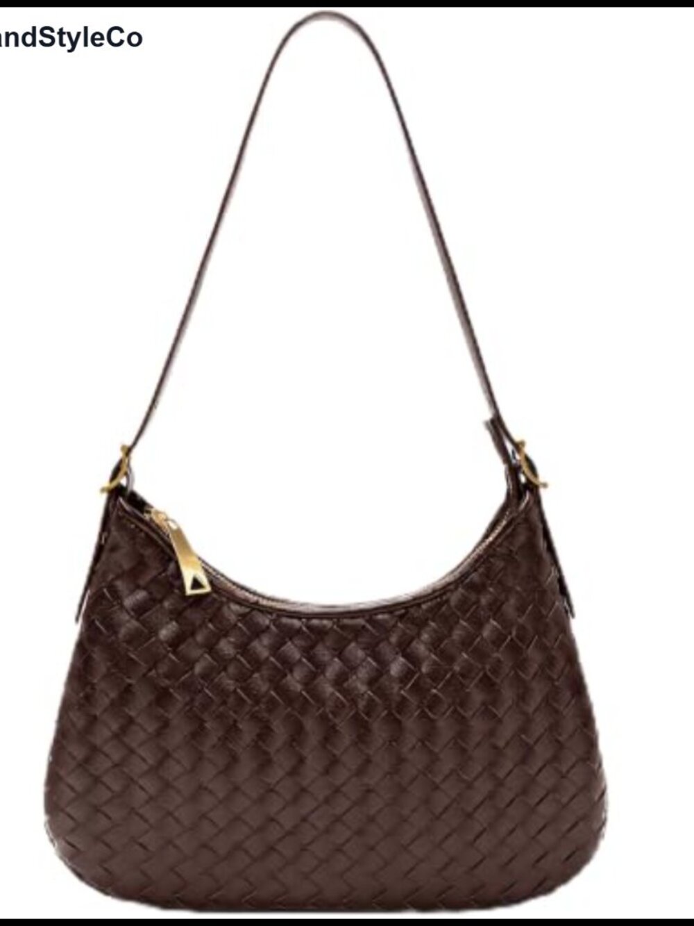 Women's Woven Leather Crossbody Hobo Shoulder Bag with Zipper Adjustable Strap